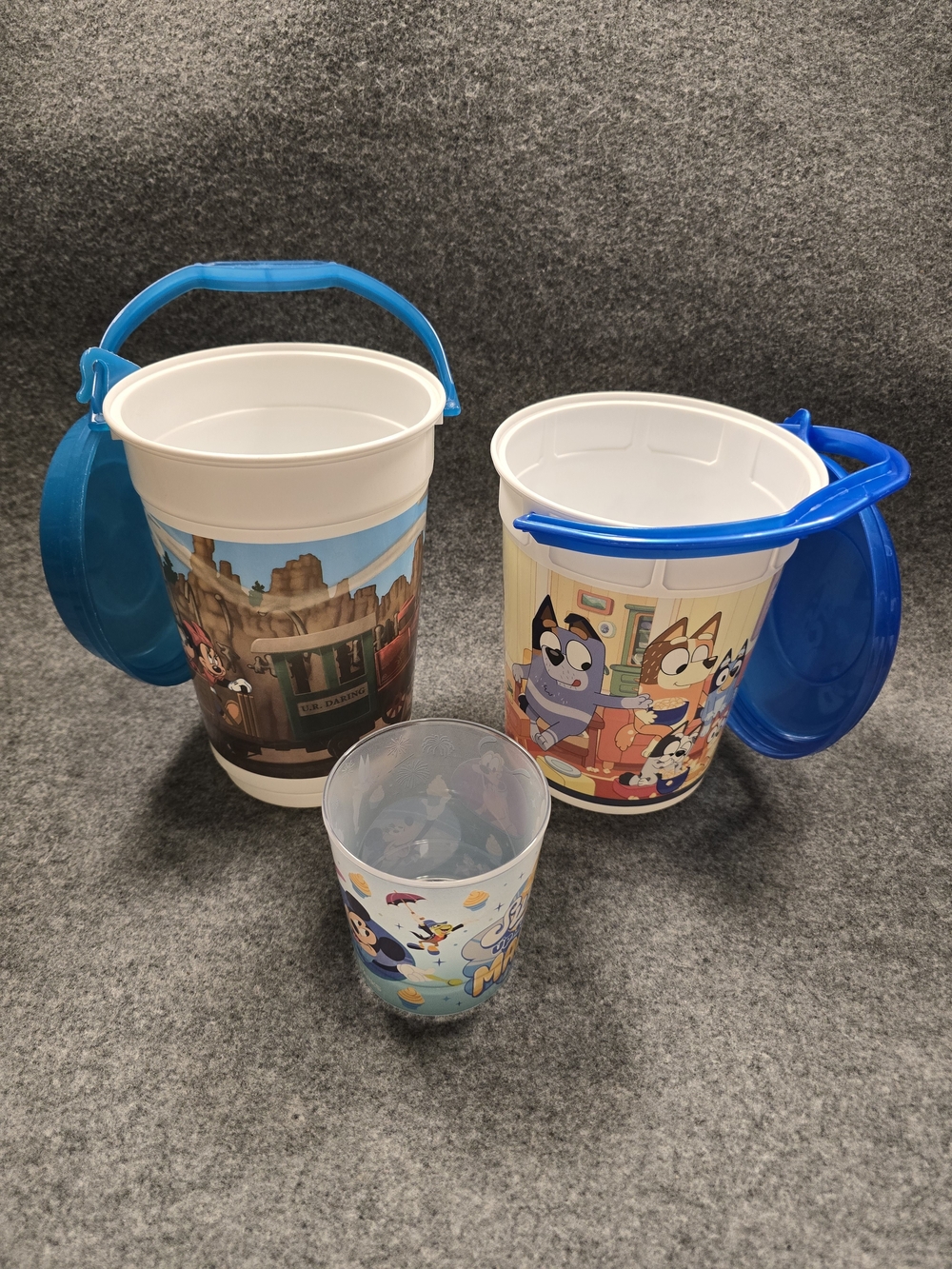 Disney Parks 90's Thunder Mountain- 2026 Bluey- Popcorn Buckets And Cup Souvenir